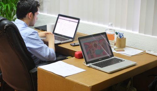 cardboard office desk
